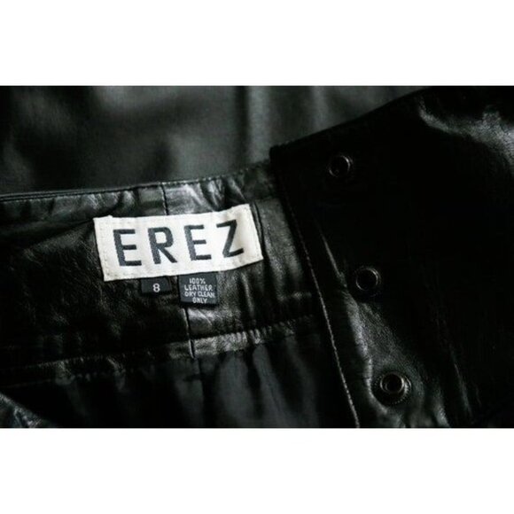 Vintage Erez High Waist Black Buttery Soft Leather Relaxed Fit  Pants 8 - Picture 7 of 7